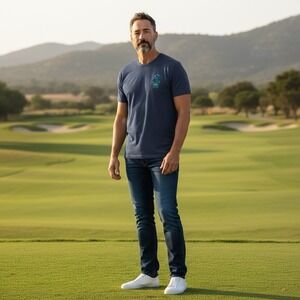 IZOD Saltwater Men's XL Graphic Tee "Best By Par" Golf Shirt – Blue Heather